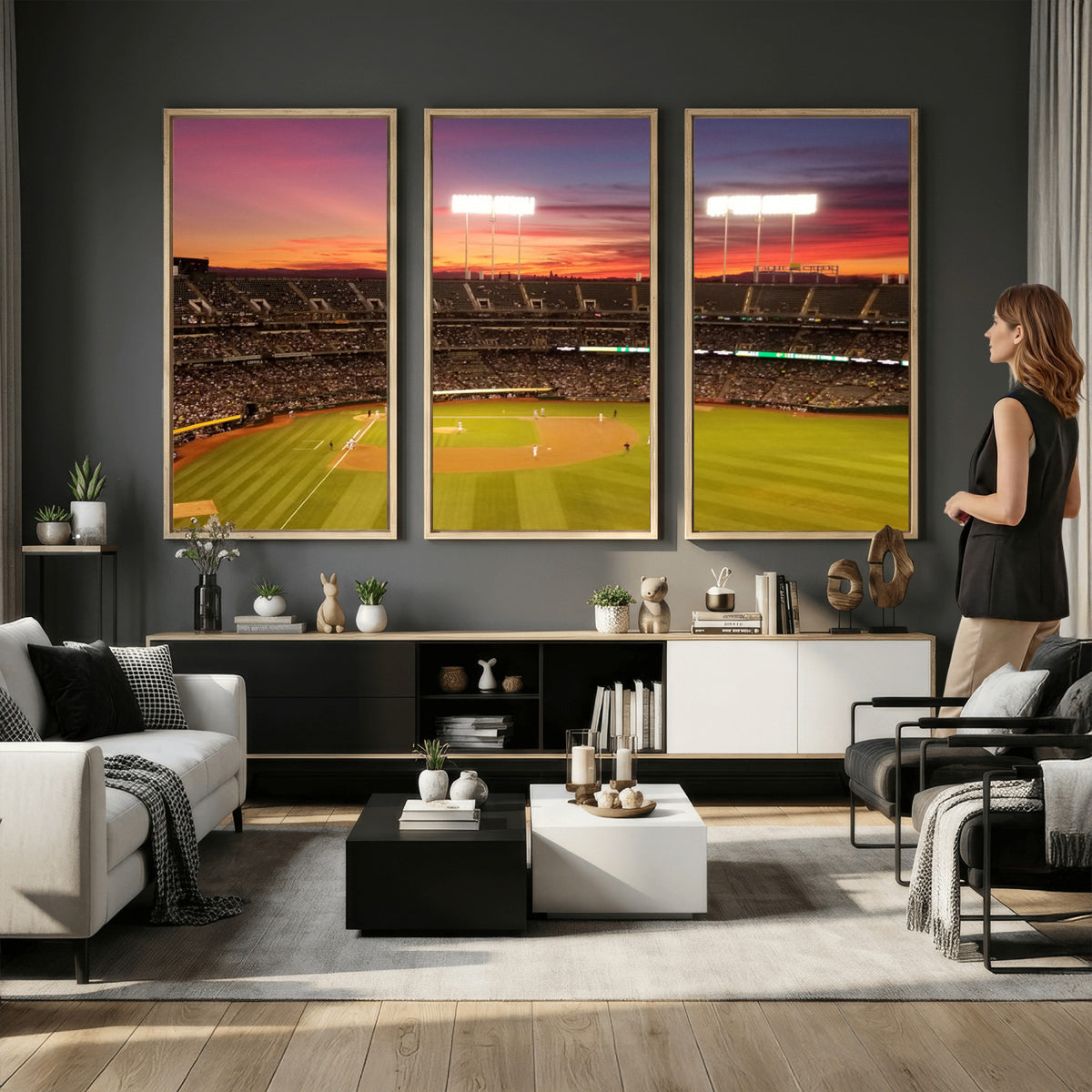 73718-MGV-CV-36X24 - Oakland Athletics Baseball Team Print, Oakland Coliseum