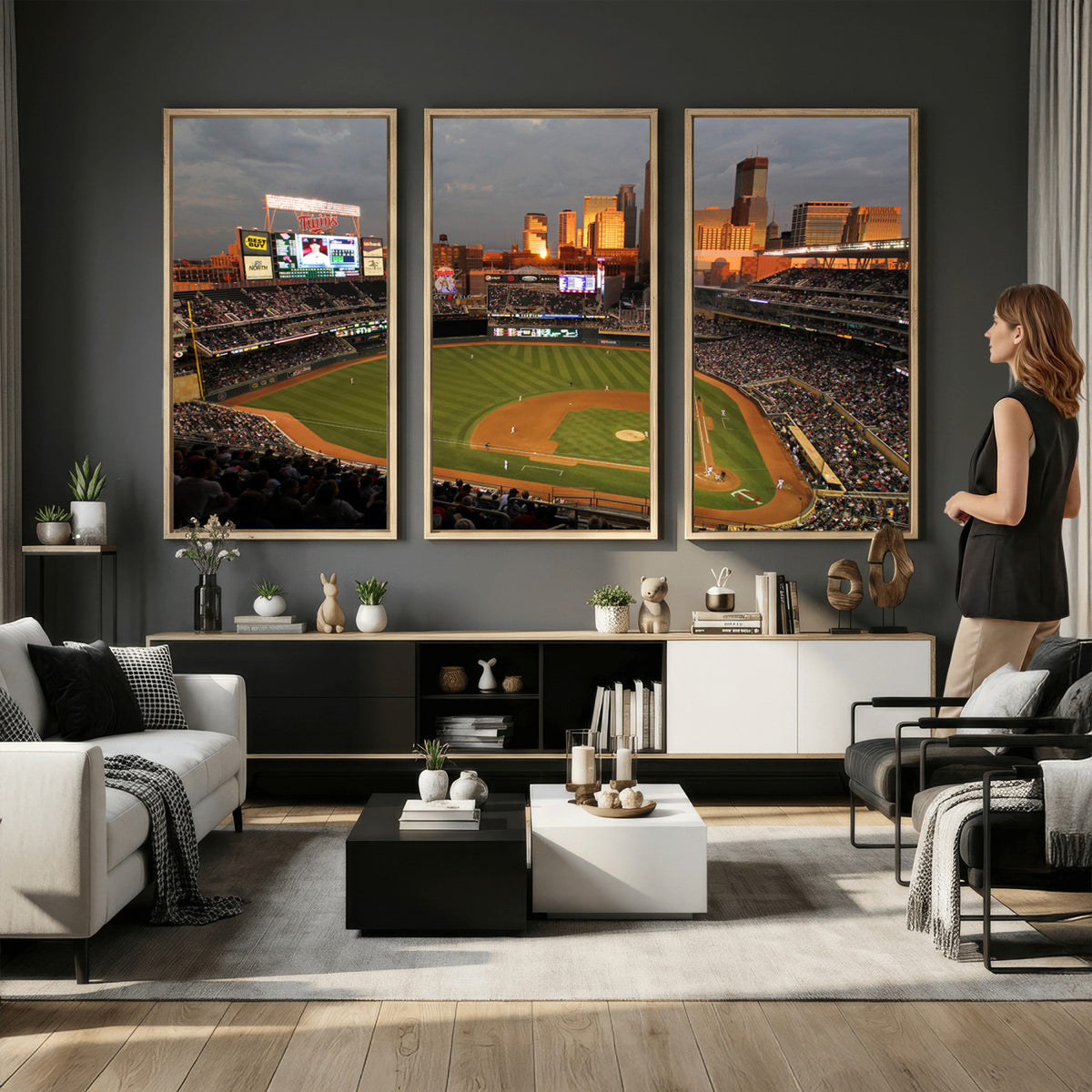99822-MGV-CV-36X24 - Minnesota Twins Baseball Team Print, Minneapolis Target Field Stadium Wall Art