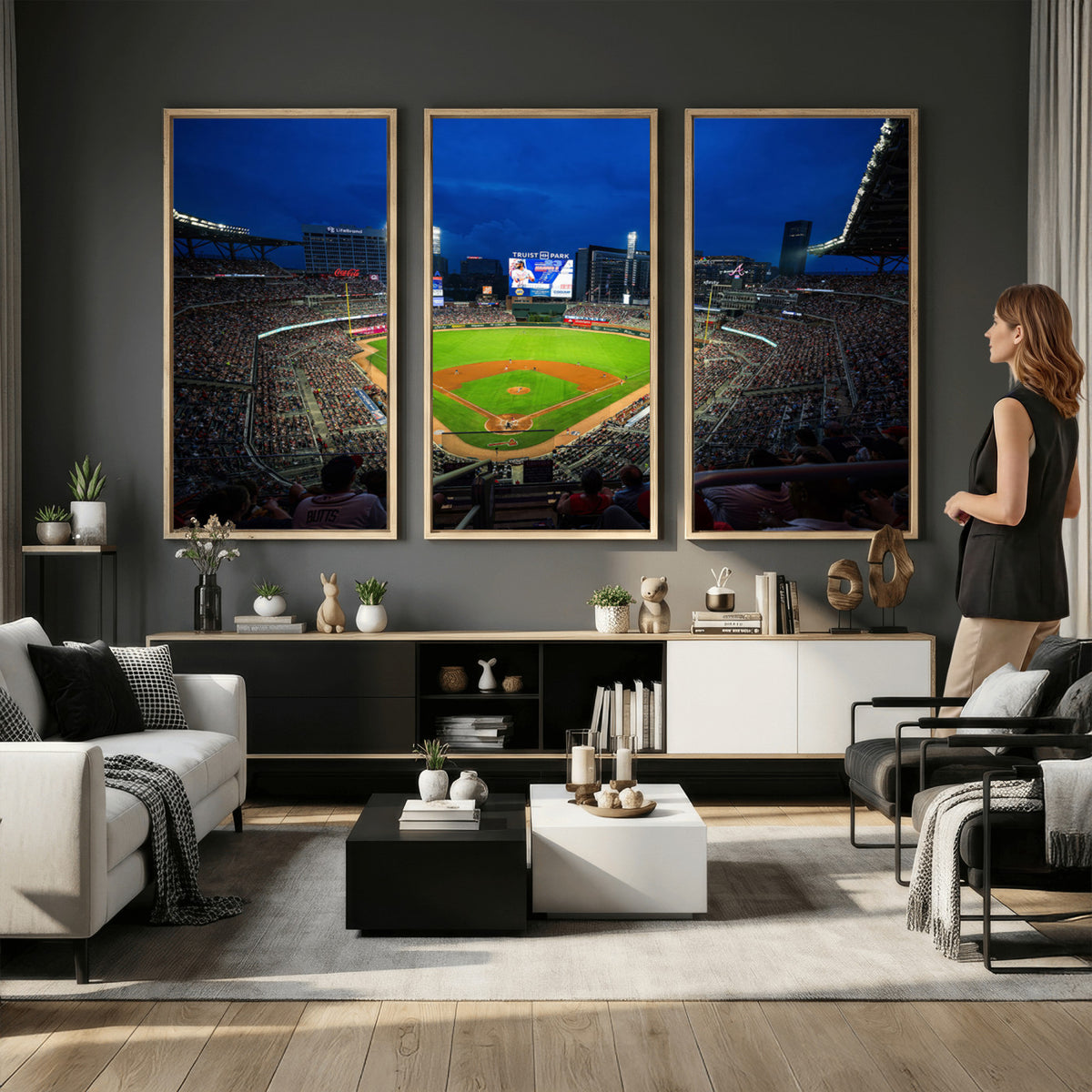 88590-MGV-CV-36X24 - Truist Park Night Game Canvas Art, Atlanta Braves Stadium