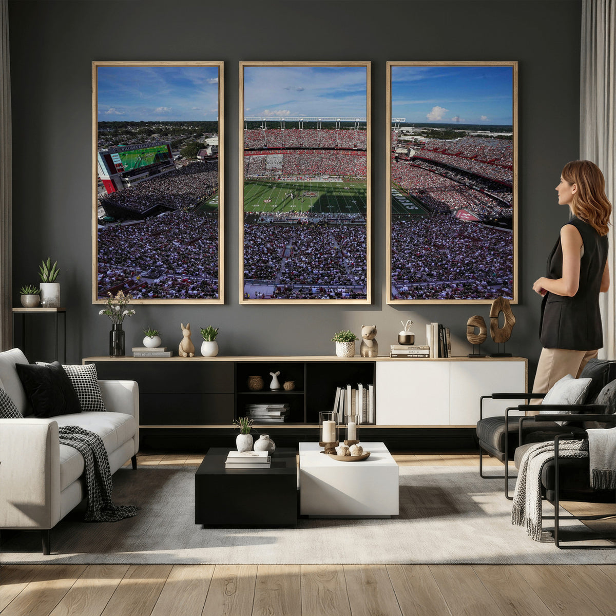 83382-MGV-CV-36X24 - South Carolina Gamecocks Football Team Print, Columbia Williams-Brice Stadium Wall Art