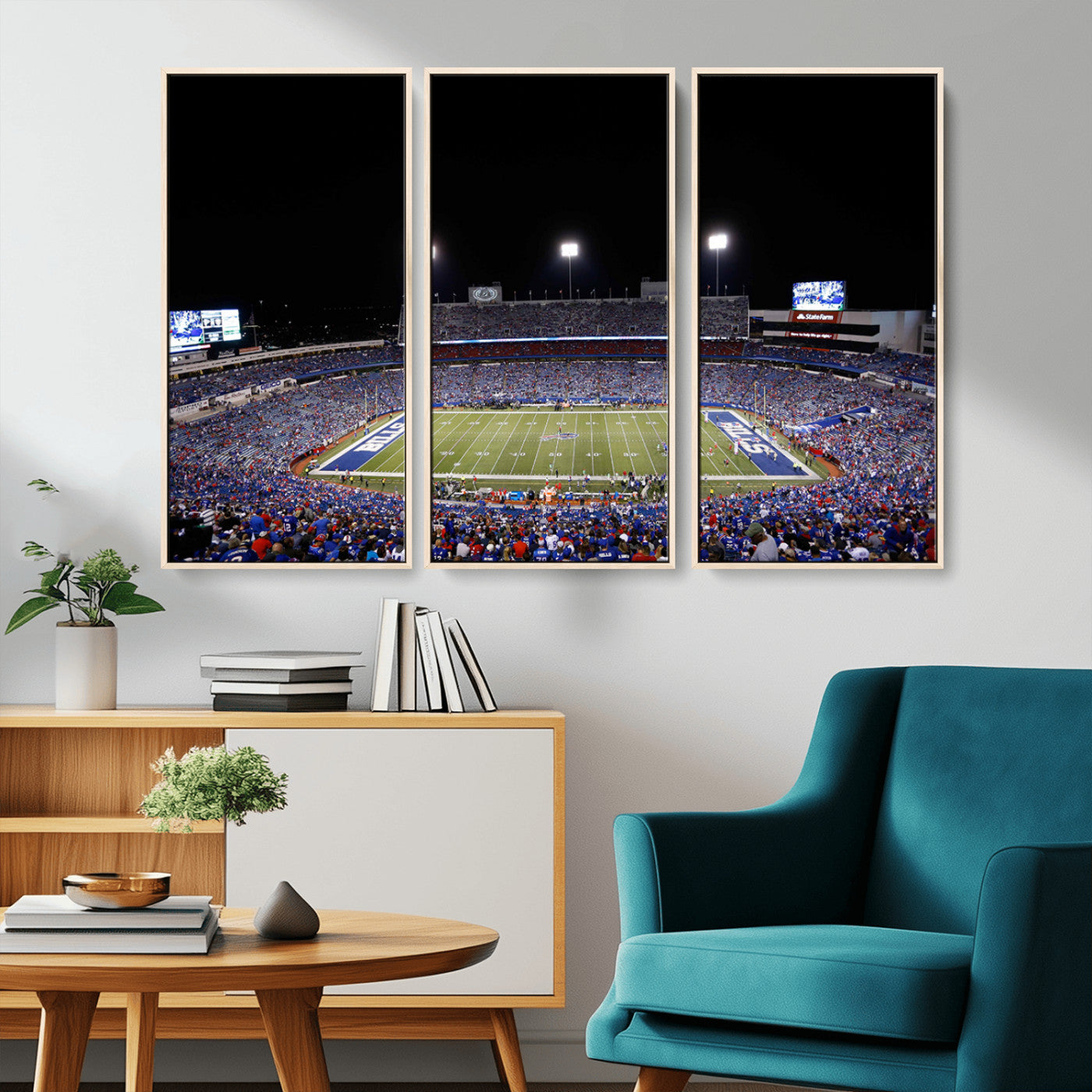 MGV-FC-48X32-3P - Buffalo Bills Wall Art - Buffalo Bills Stadium Canvas Print, Perfect Sports Decor for Living Rooms,