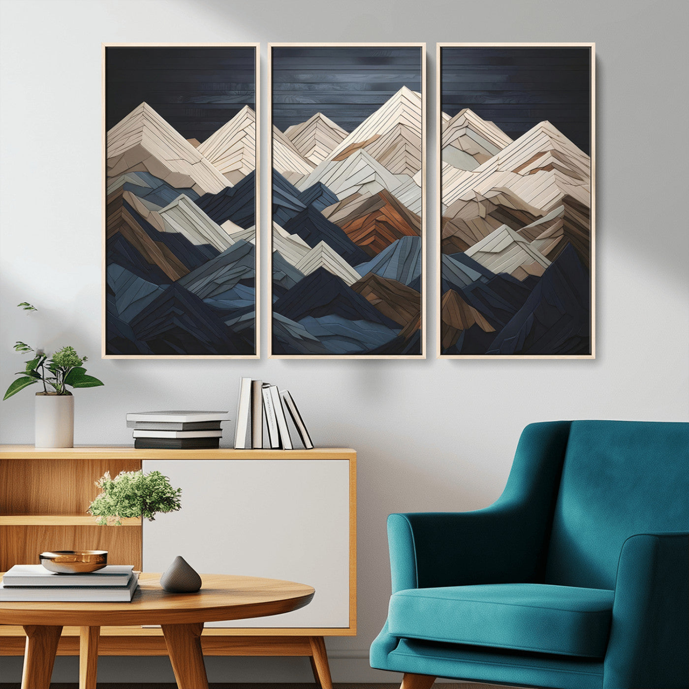 MGV-FC-48X32-3P - Wood Mountain Wall Art | Mountain Canvas Print Wood Decor | Ready to Hang for Cabin Decor
