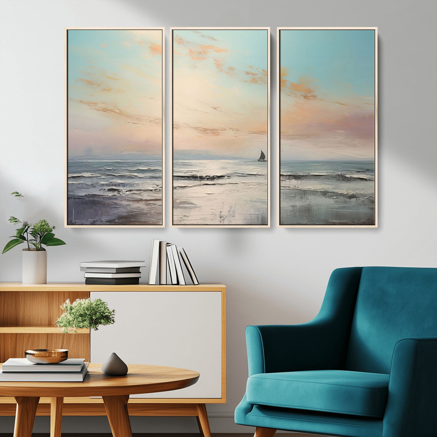 MGV-FC-48X32-3P - Abstract Ocean Wall Art -  Boat Wall Art Canvas Print