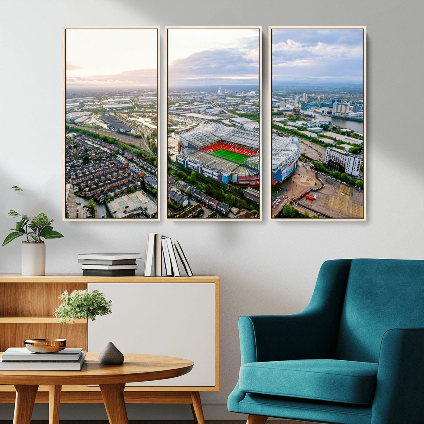 MGV-FC-48X32-3P - Old Trafford Manchester United Stadium Wall Art Canvas Print - Aerial View Stadium, Old Trafford