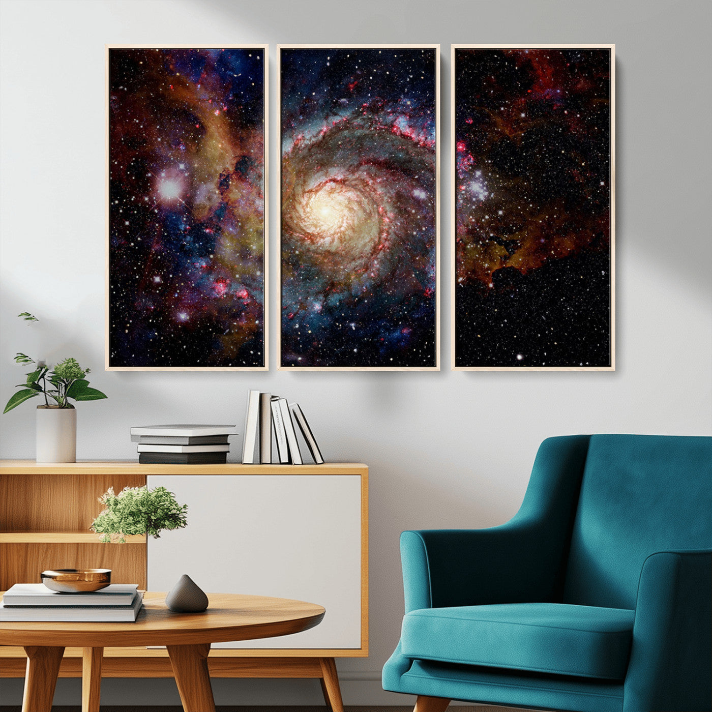 MGV-FC-48X32-3P - Nebula and Galaxies in Space Wall Art Canvas Print, Spiral Galaxy Wall Art Canvas Print
