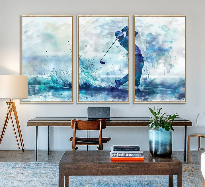 Golf Swing Wall Art Canvas Print, a sports-inspired watercolor decor.