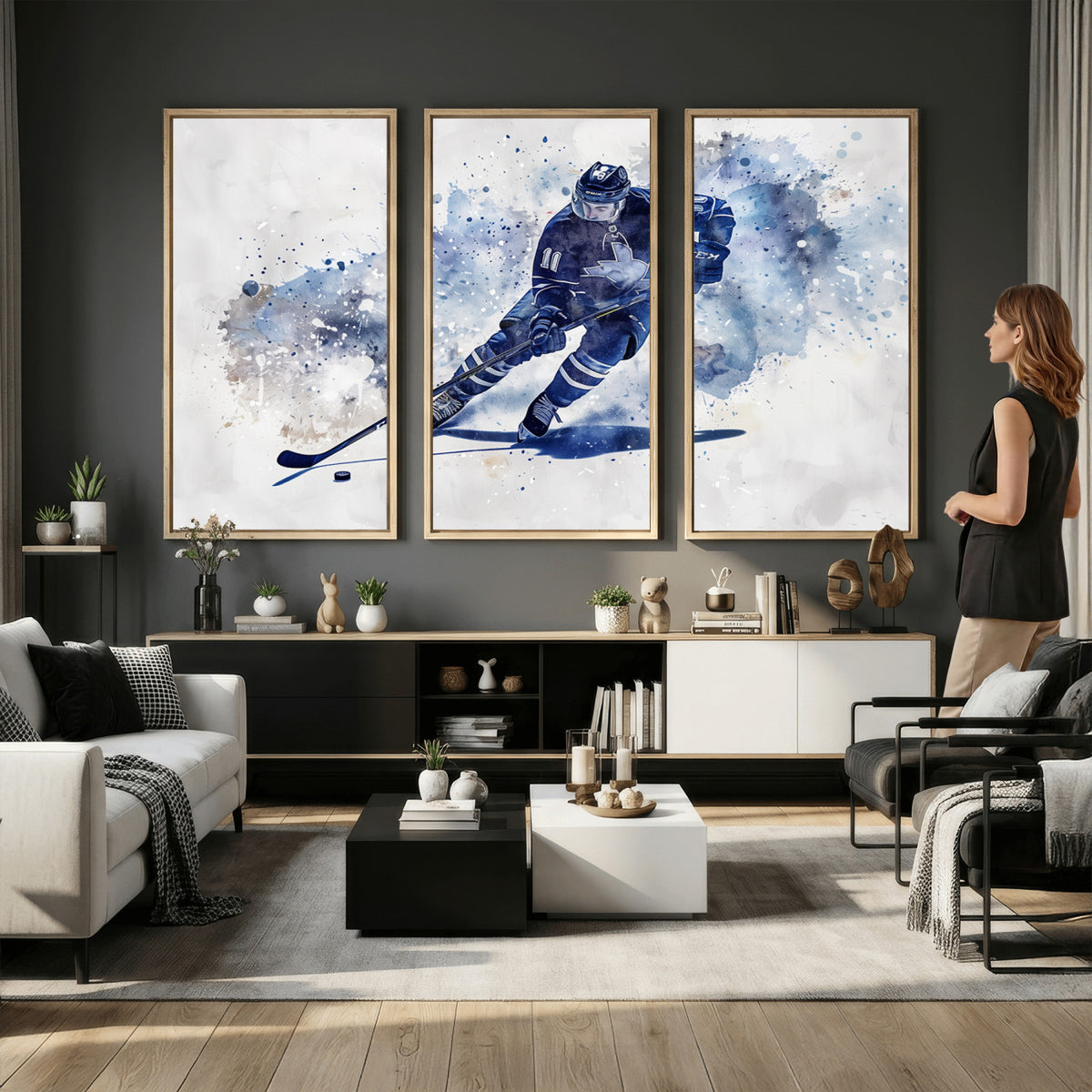 39795-MGV-CV-36X24 - Hockey Player Wall Art Canvas Print