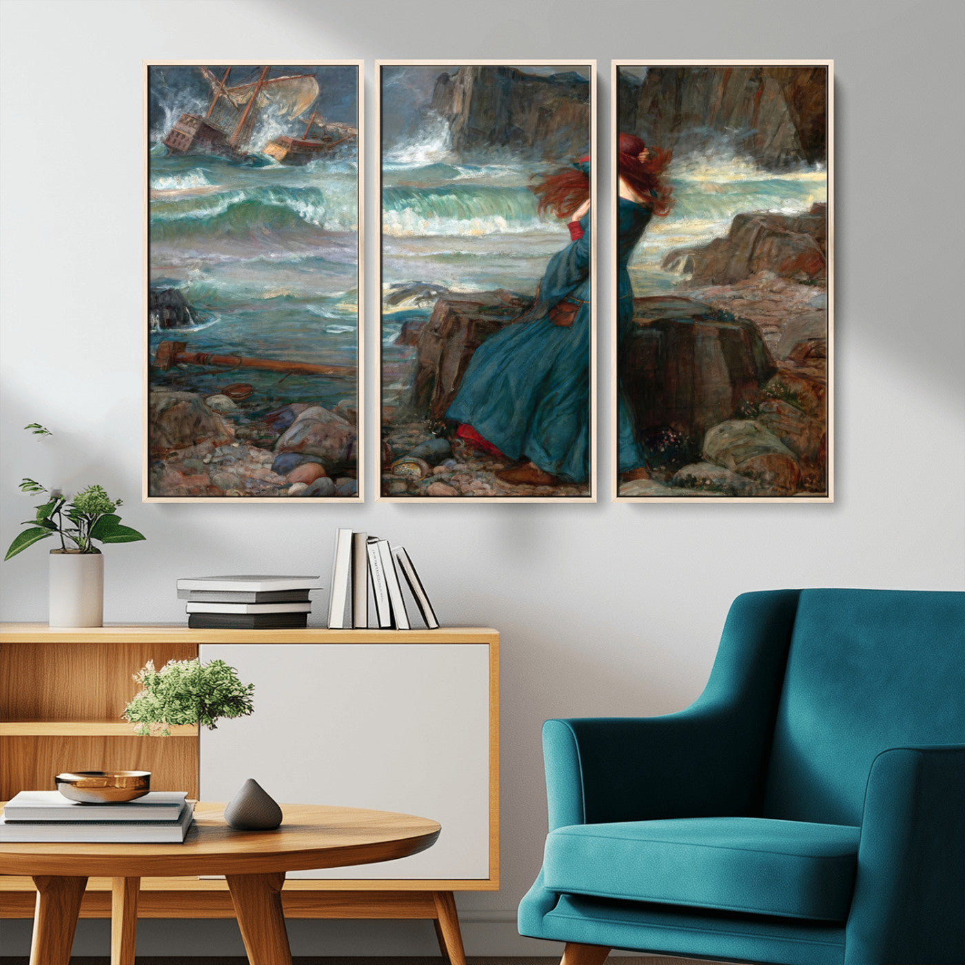 -Miranda by the Shore Wall Art Canvas Print – Tempest Scene Ocean Storm – Ready to Hang
