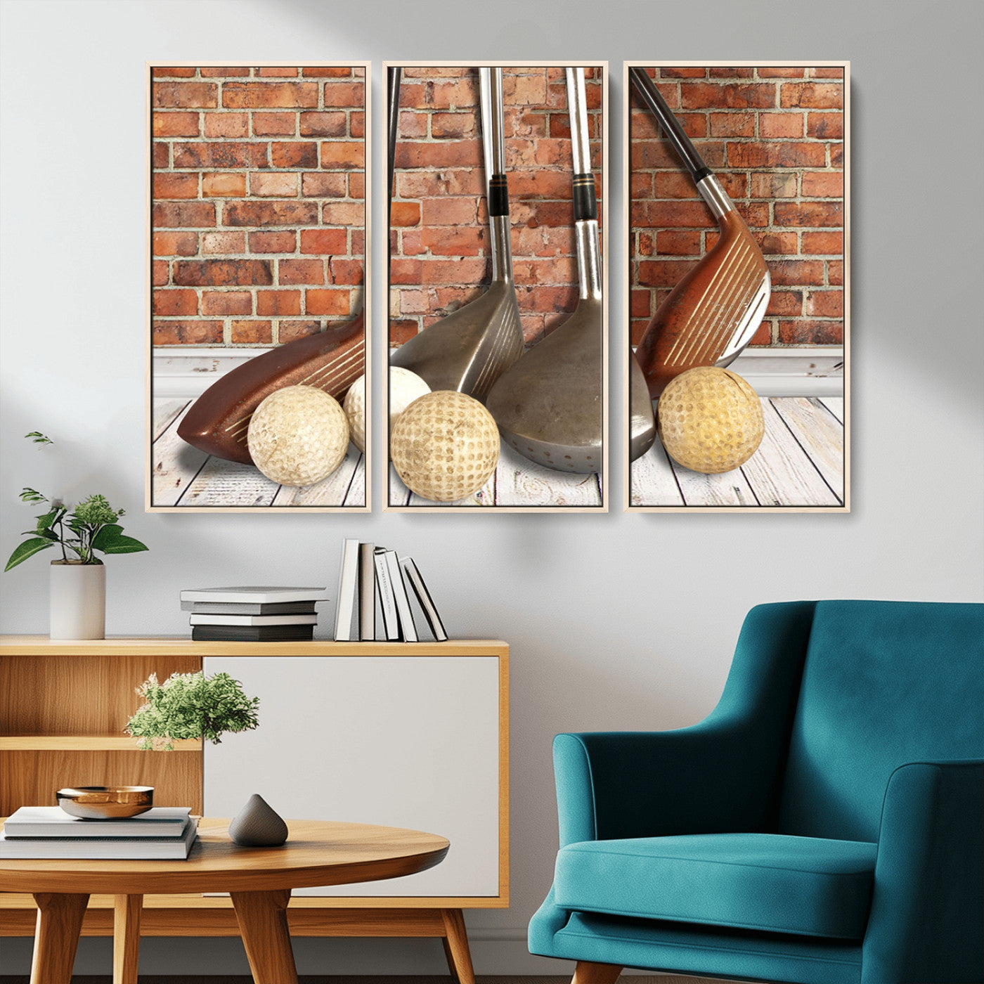 MGV-FC-48X32-3P - Vintage Golf Ball Wall Art Canvas Print | Golf Decor for Man Cave or Office | Ready to Hang and