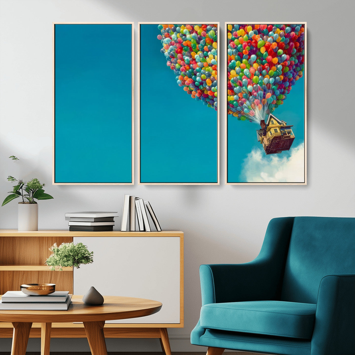 MGV-FC-48X32-3P - Carl Fredricksen, Up Movie Wall Art, Colorful Balloon House Art | Whimsical Wall Decor for Living