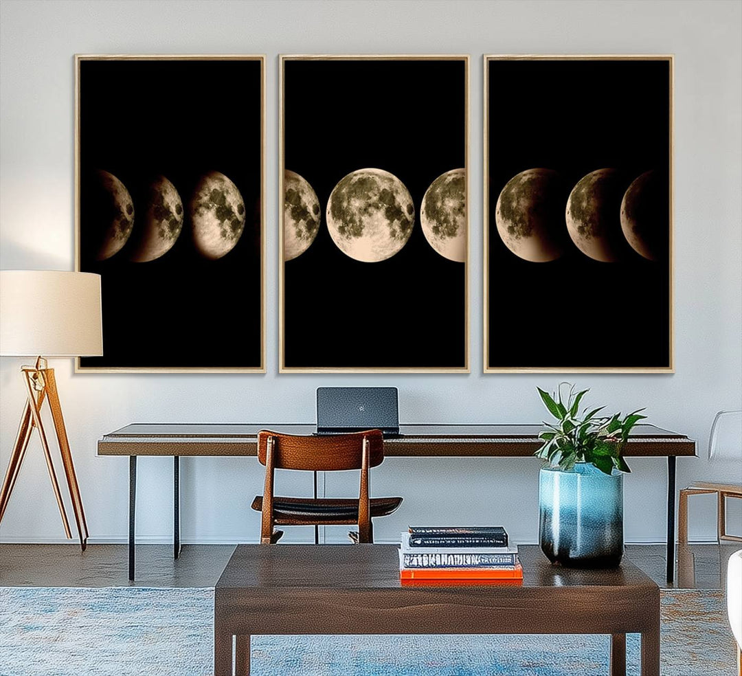 Phases of the Moon canvas print, ideal for lunar sequence decor.