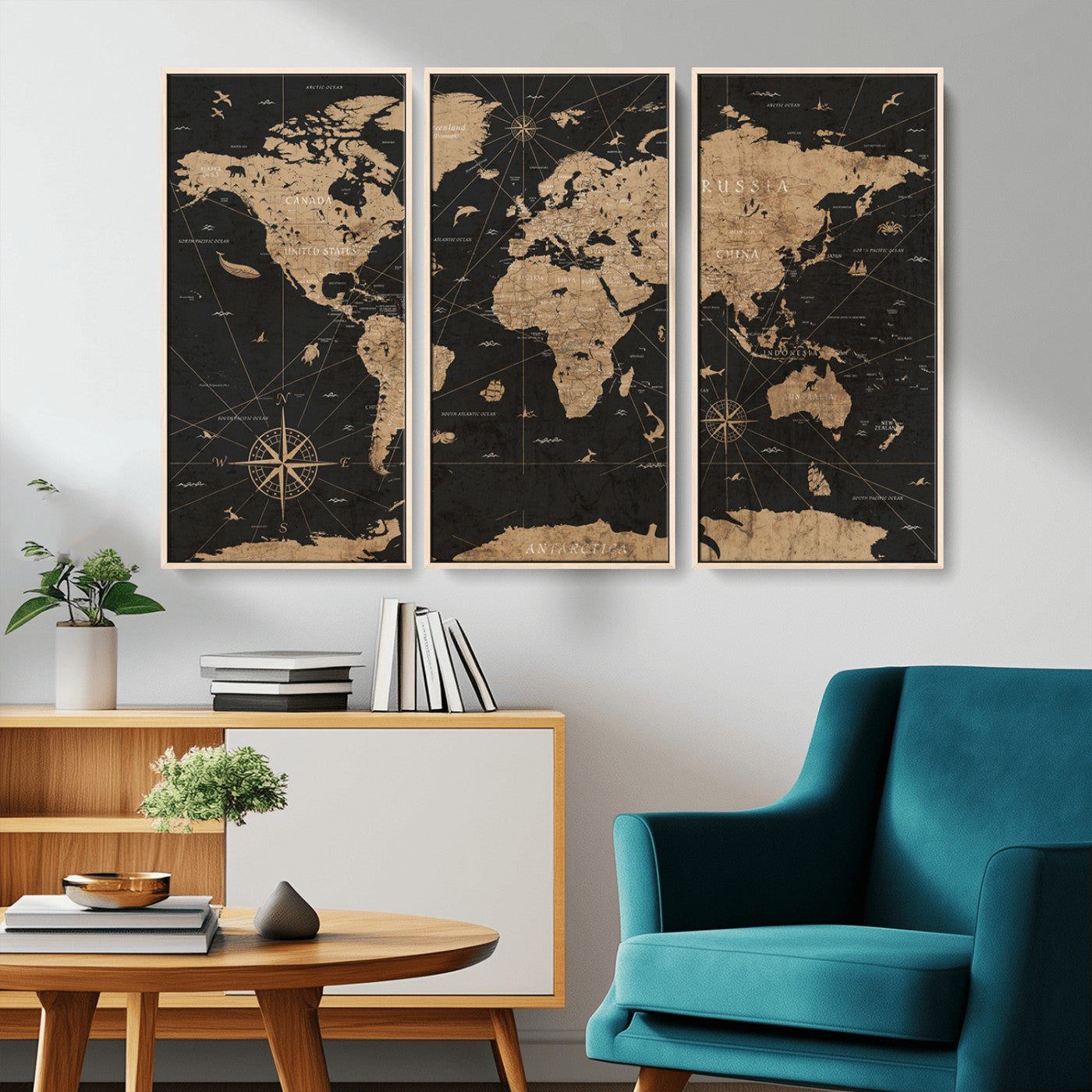 61023-MGV-CV-36X24-World Map Canvas Print – Framed Wall Art for Home Decor