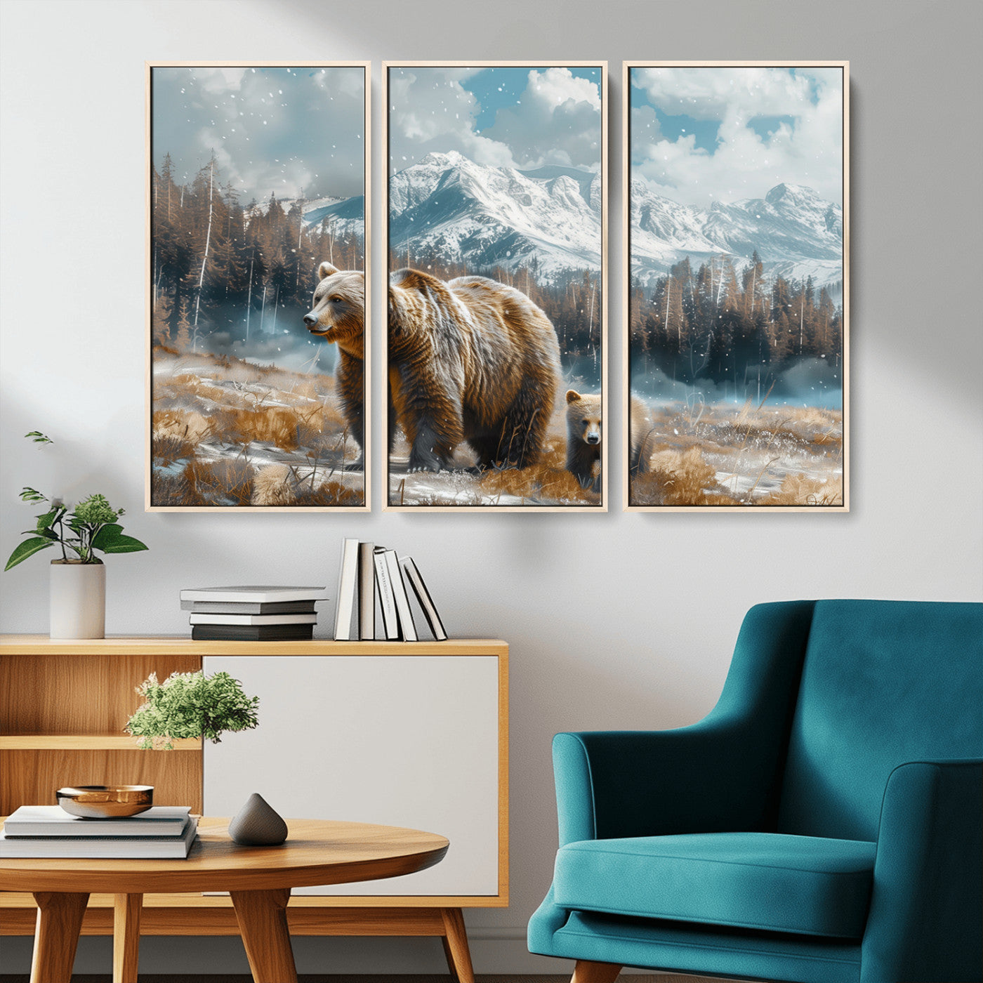 MGV-FC-48X32-3P - Bear and Baby Bear Wall Art Canvas Print