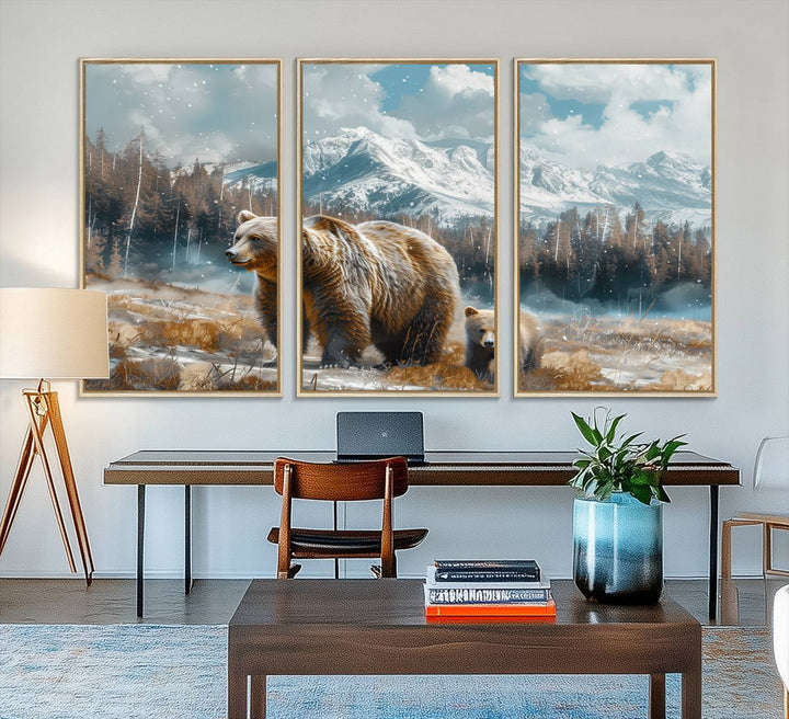 Bear and Baby Bear Wall Art Canvas Print is perfect nursery decor.