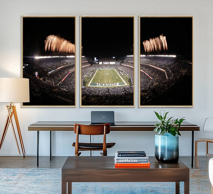 Eagles Field Stadium Wall Art features a depiction of Lincoln Financial Field fireworks.