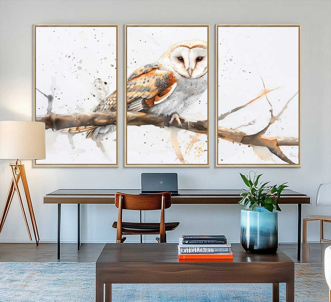 Nature enthusiasts will love the Barn Owl Wall Art on Branch, a stunning canvas print that is ready to hang and beautifully framed.