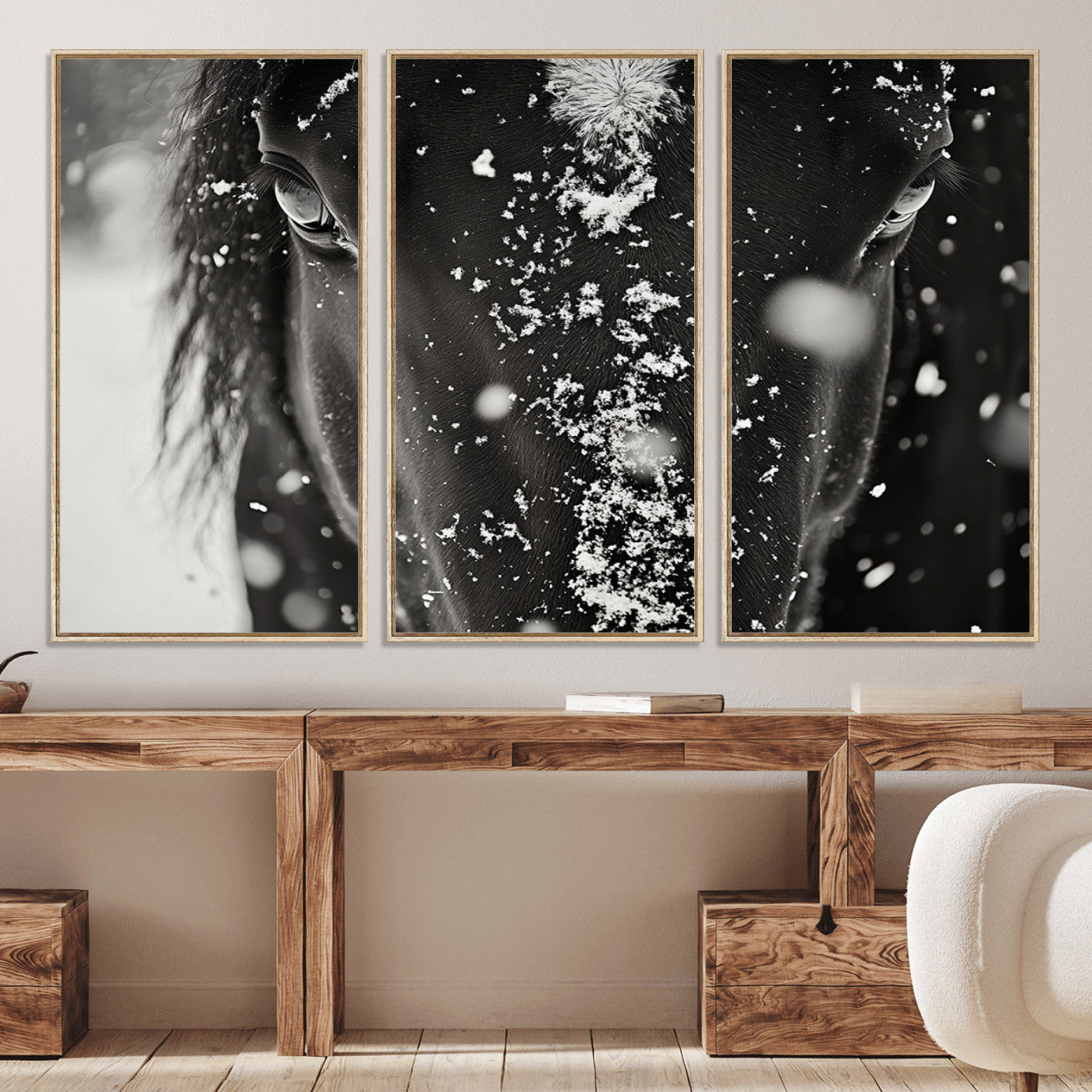 73281-MGV-CV-36X24-Winter Horse Snow Wall Art Canvas Print