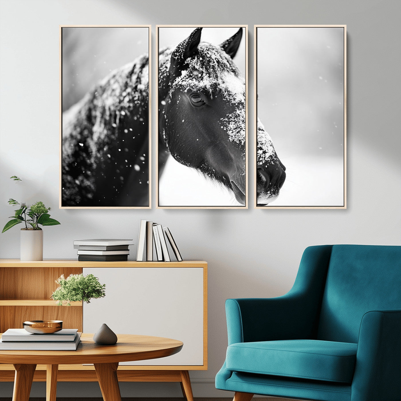 MGV-FC-48X32-3P - Horse Canvas Print - Winter Horse Snow Wall Art Canvas Print