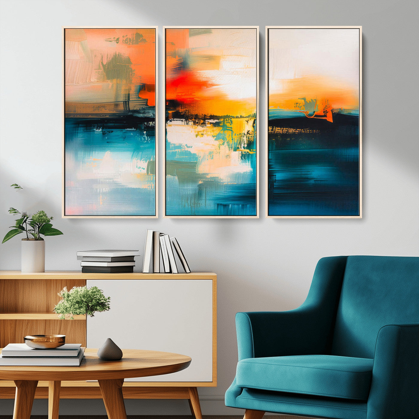 MGV-FC-48X32-3P - Colorful Abstract Wall Art | Bold Modern Canvas Print | Ready to Hang and Framed for Living Room or