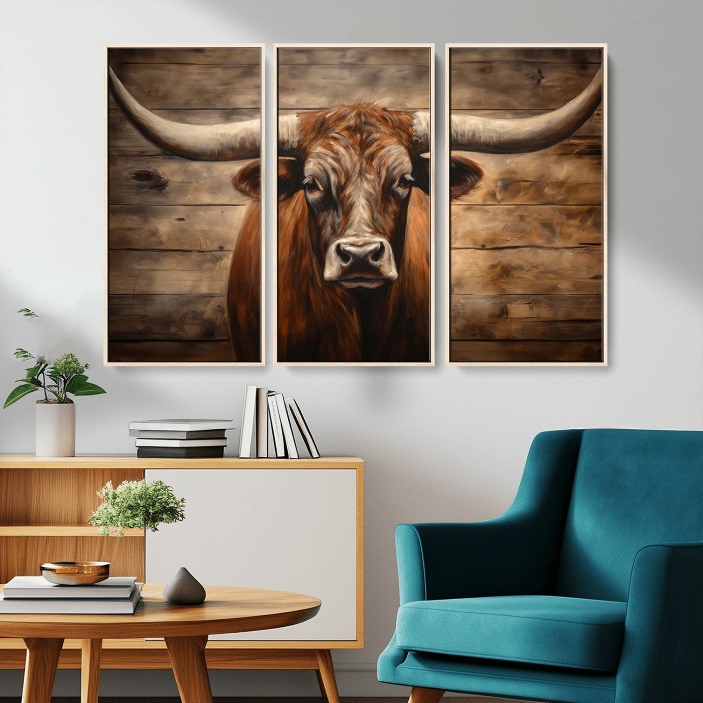 77556-MGV-CV-36X24-Longhorn Bull Wall Art | Canvas Print | Ready to Hang | Rustic Farmhouse Wall Decor | Western Barn