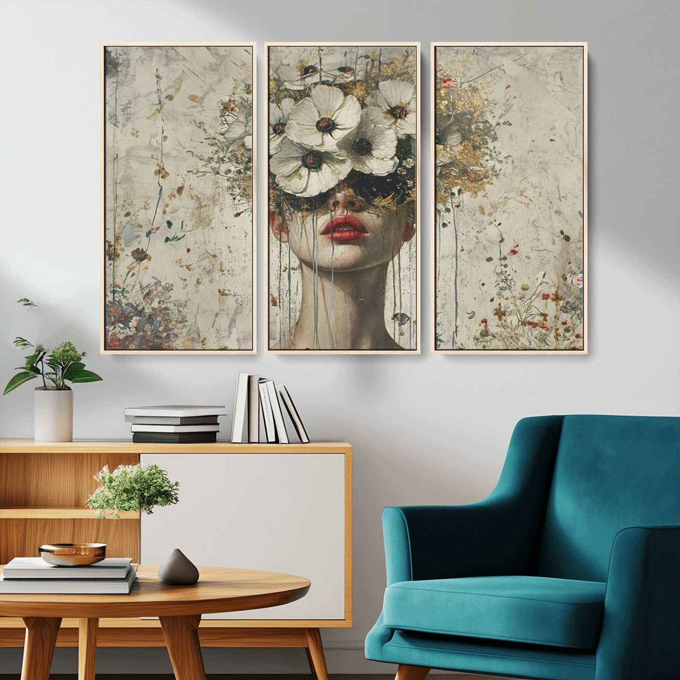 MGV-FC-48X32-3P - Abstract Floral Women Patel Wall Art Canvas Print
