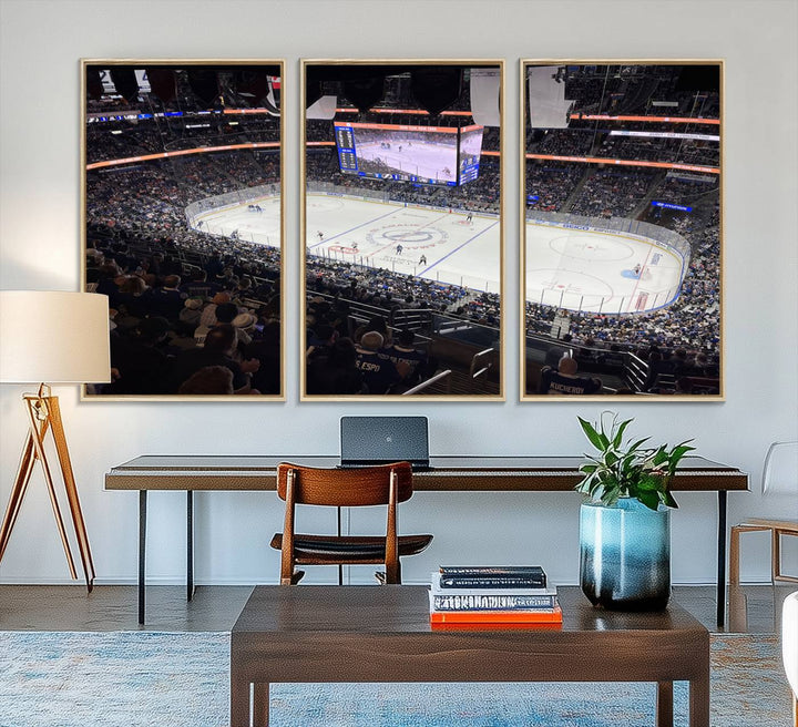 A wall art canvas of Amalie Arena, capturing NHL hockey in Florida.