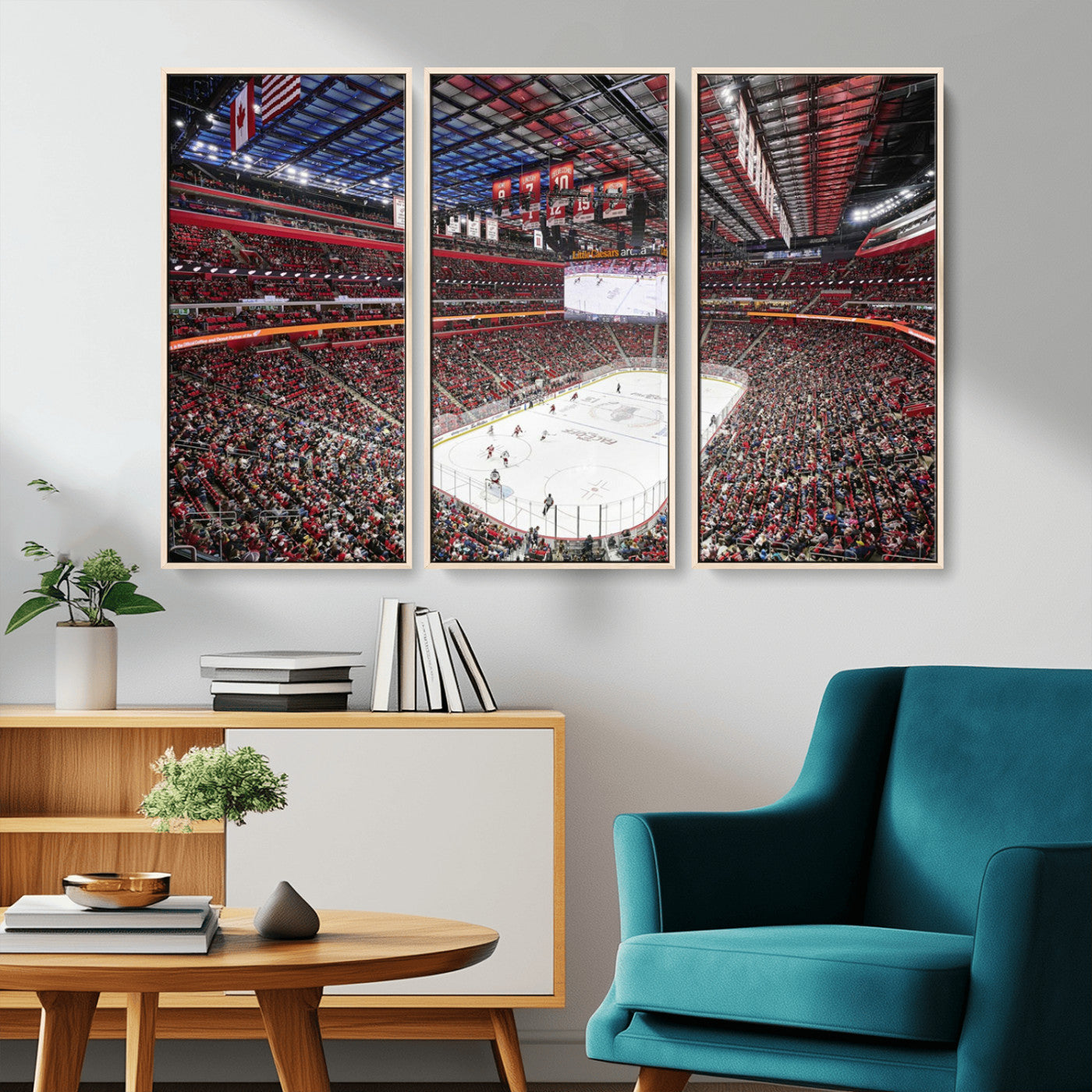 MGV-FC-48X32-3P - Barton Malow Little Caesars Arena Detroit Wall Art Canvas Print - Detroit Hockey and Basketball