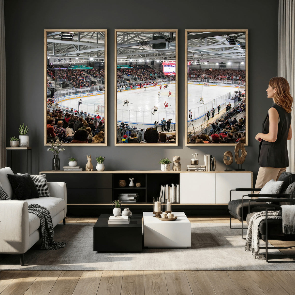 79352-MGV-CV-36X24 - Lausanne Arena Ice Hockey Stadium Wall Art Canvas Print