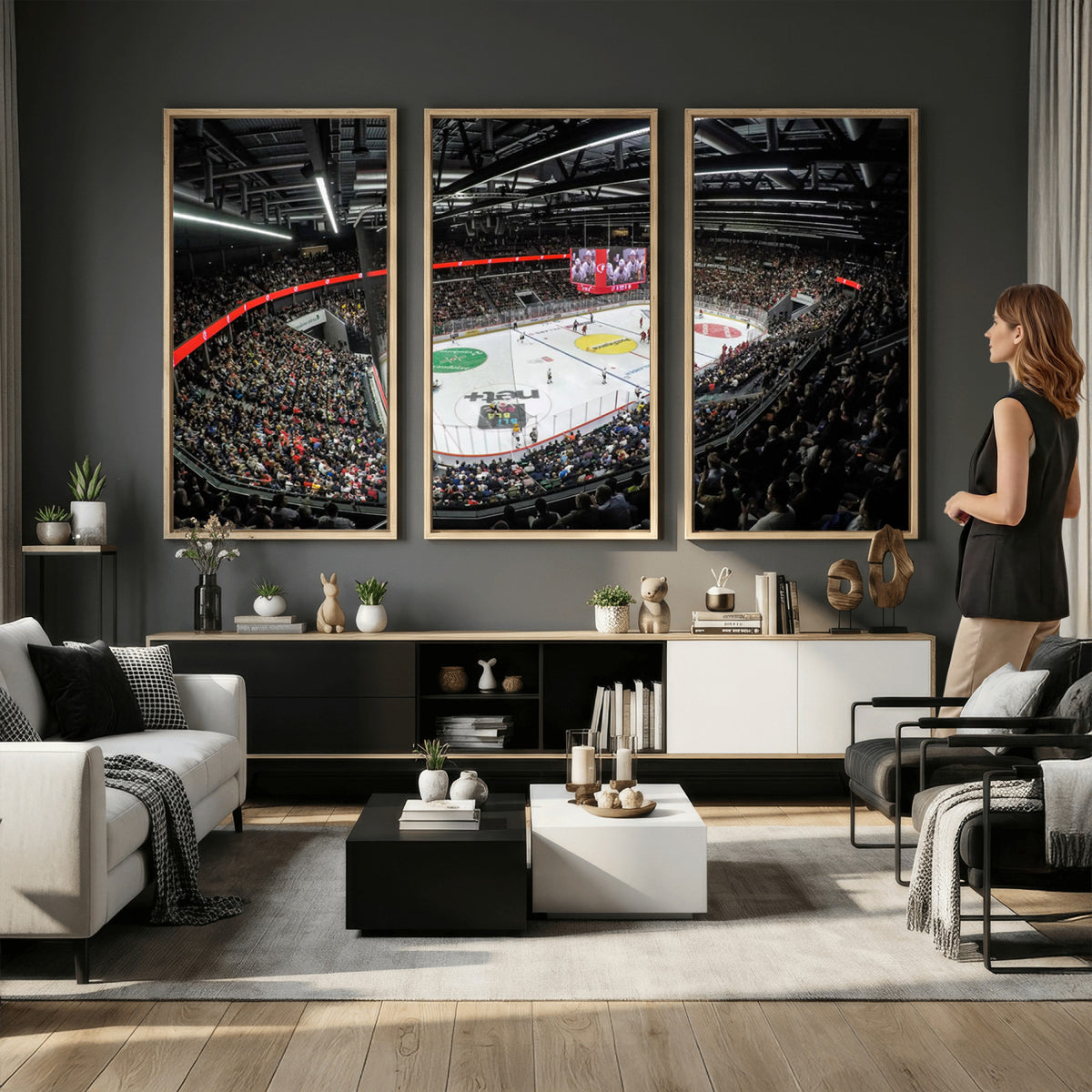 46282-MGV-CV-36X24 - Vaudoise Lausanne Ice Hockey Arena Stadium Wall Art Canvas