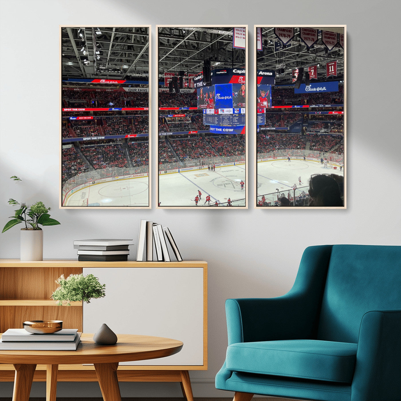 MGV-FC-48X32-3P - Washington Capitols New York Rangers Ice Hockey Game Stadium Wall Art Canvas Print