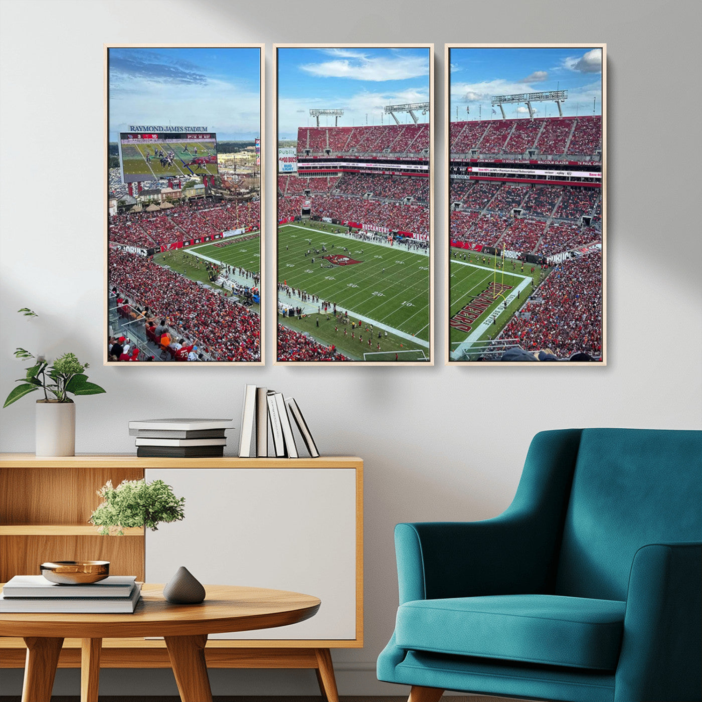 MGV-FC-48X32-3P - Florida Tampa Raymond James Stadium Wall Art Canvas Print - NFL Football Stadium Print Canvas