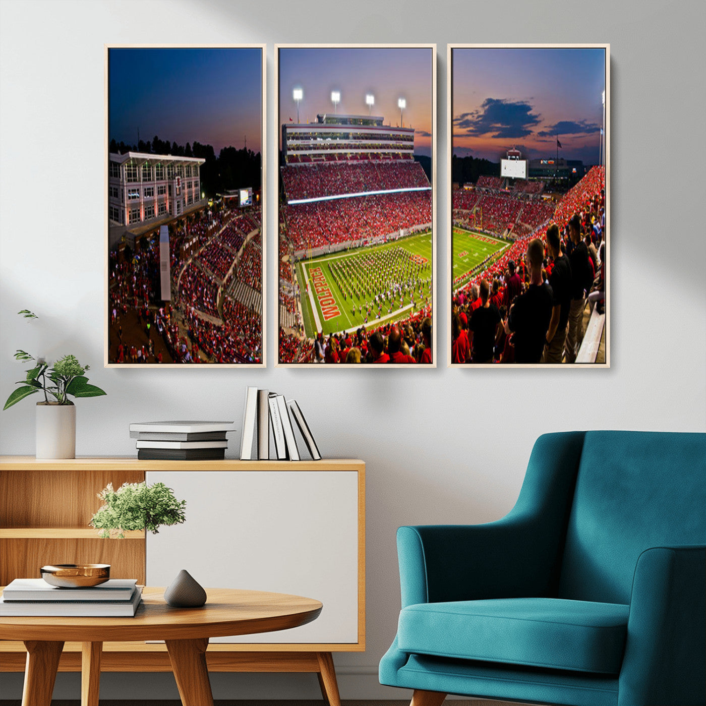 MGV-FC-48X32-3P - NC State Wolfpack Football Team Print - Raleigh Carter-Finley Stadium Wall Art Canvas Print