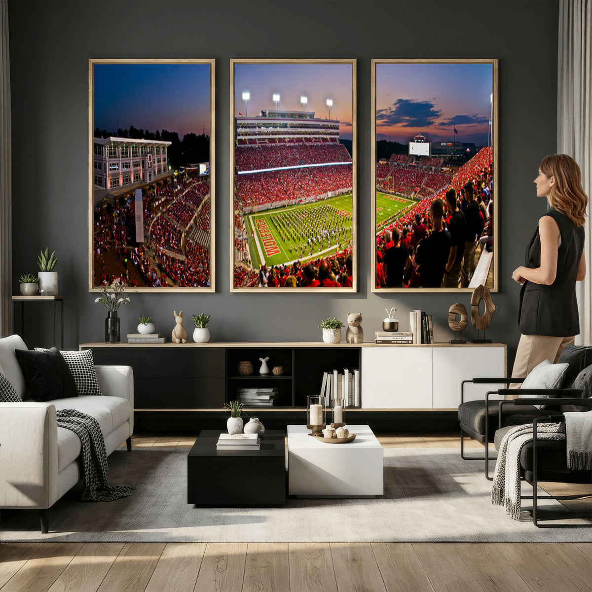 87655-MGV-CV-36X24 - NC State Wolfpack Football Team Print - Raleigh Carter-Finley Stadium Wall Art Canvas Print