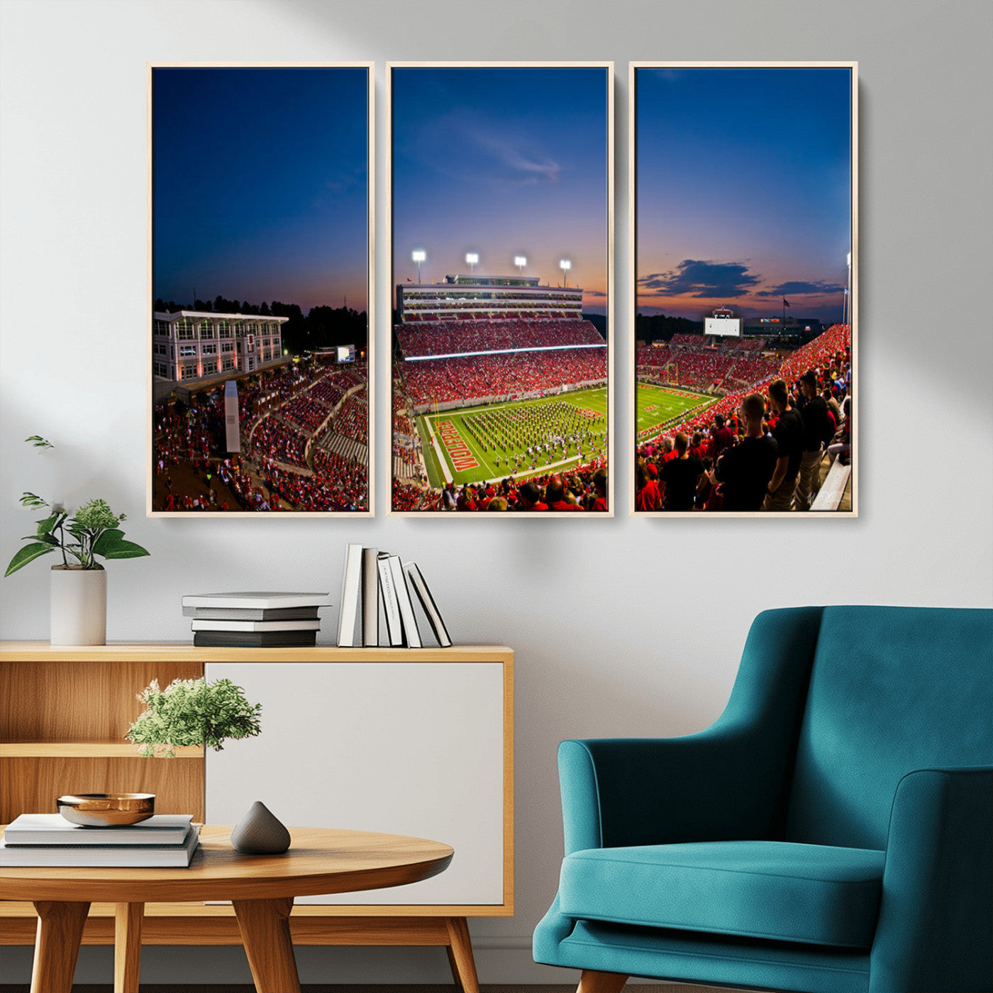 MGV-FC-48X32-3P - NC State Wolfpack Football Team Print - Raleigh Carter-Finley Stadium Wall Art Canvas Print