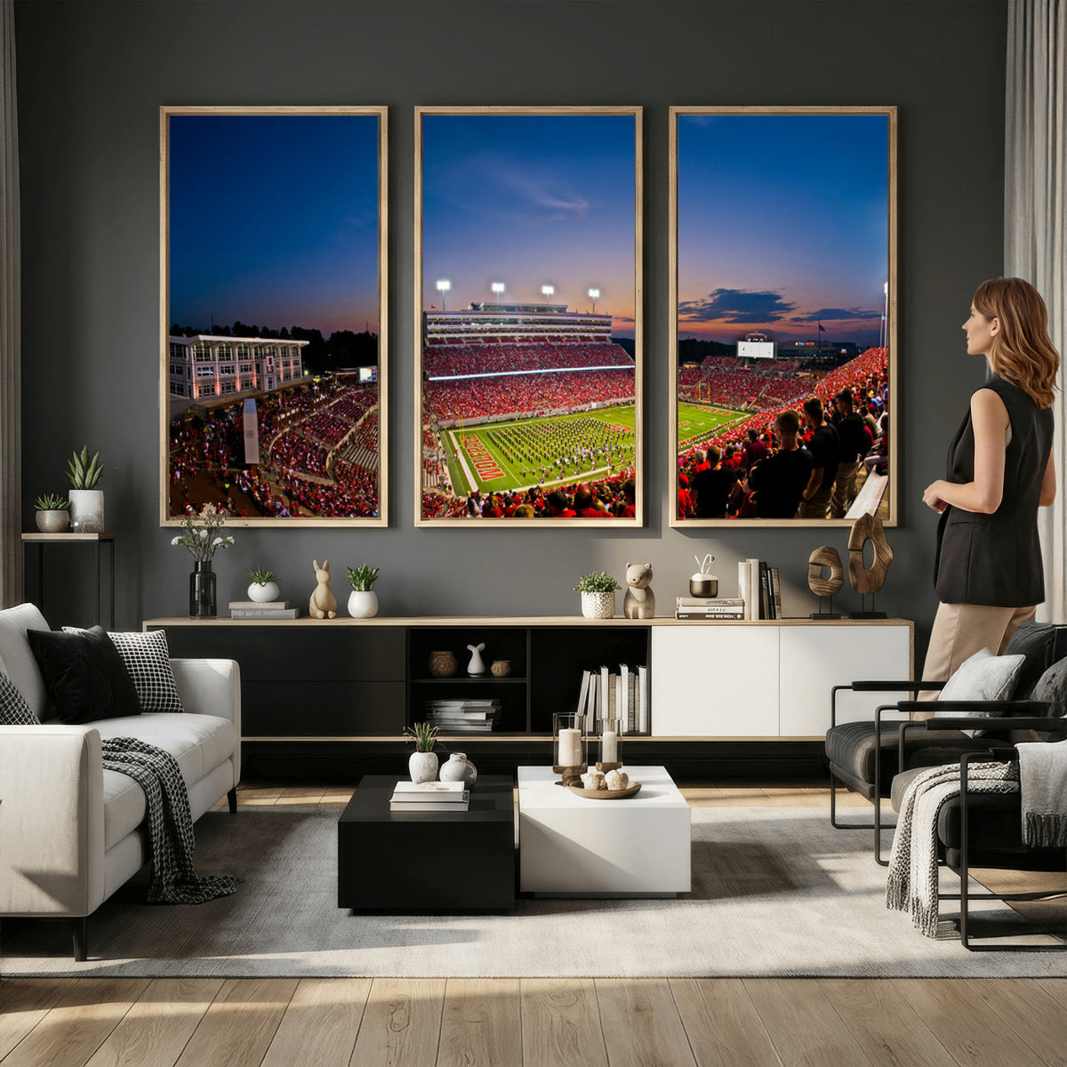 33313-MGV-CV-36X24 - NC State Wolfpack Football Team Print - Raleigh Carter-Finley Stadium Wall Art Canvas Print