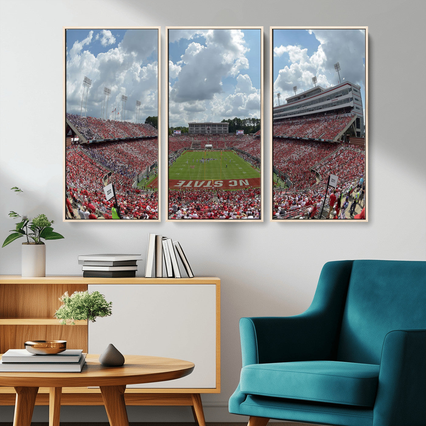 MGV-FC-48X32-3P - NC State Wolfpack Football Team Print Canvas- Raleigh Carter-Finley Stadium Wall Art Canvas Print