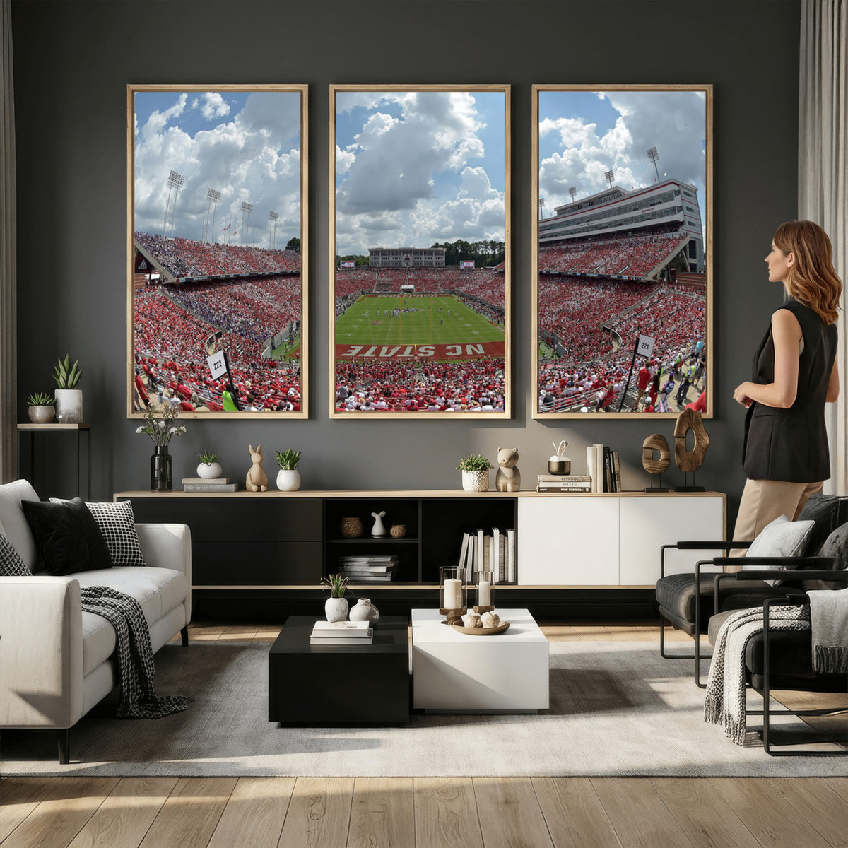 30640-MGV-CV-36X24 - NC State Wolfpack Football Team Print Canvas- Raleigh Carter-Finley Stadium Wall Art Canvas Print