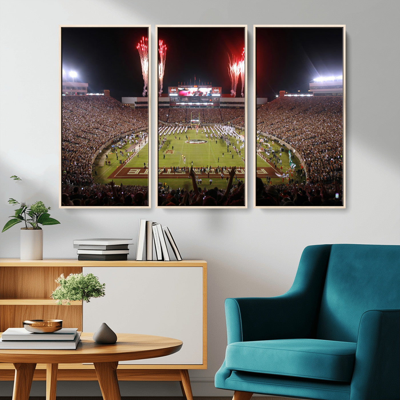 MGV-FC-48X32-3P - Framed Florida State Seminoles Football Team Print - Tallahassee Doak Campbell Stadium Wall Art