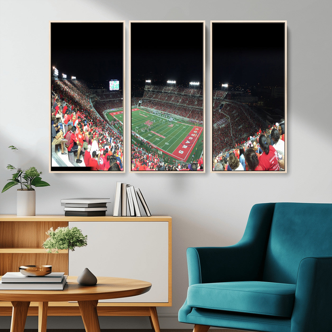 MGV-FC-48X32-3P - Houston Cougars Football Team Print - Houston TDECU Stadium Wall Art Canvas Print
