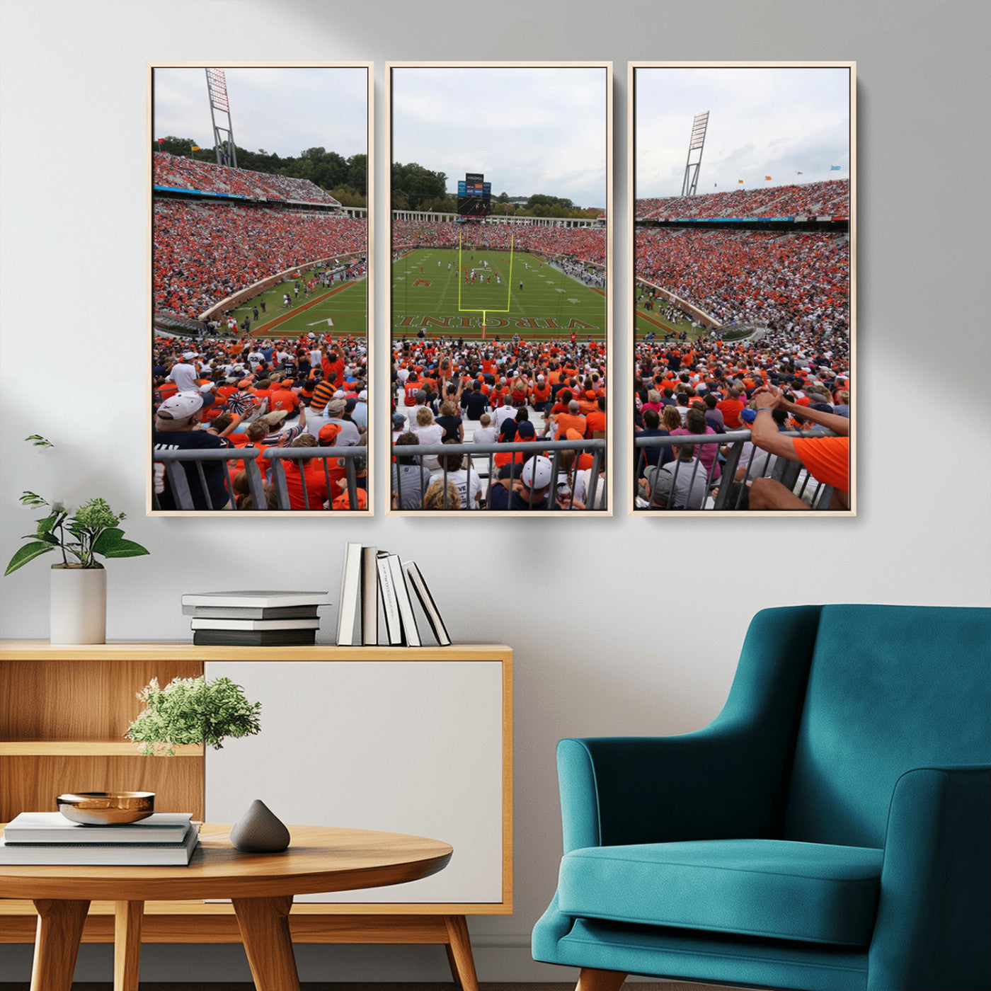 MGV-FC-48X32-3P - Virginia Cavaliers Football Team Print - Charlottesville Scott Stadium Print Wall Art Canvas