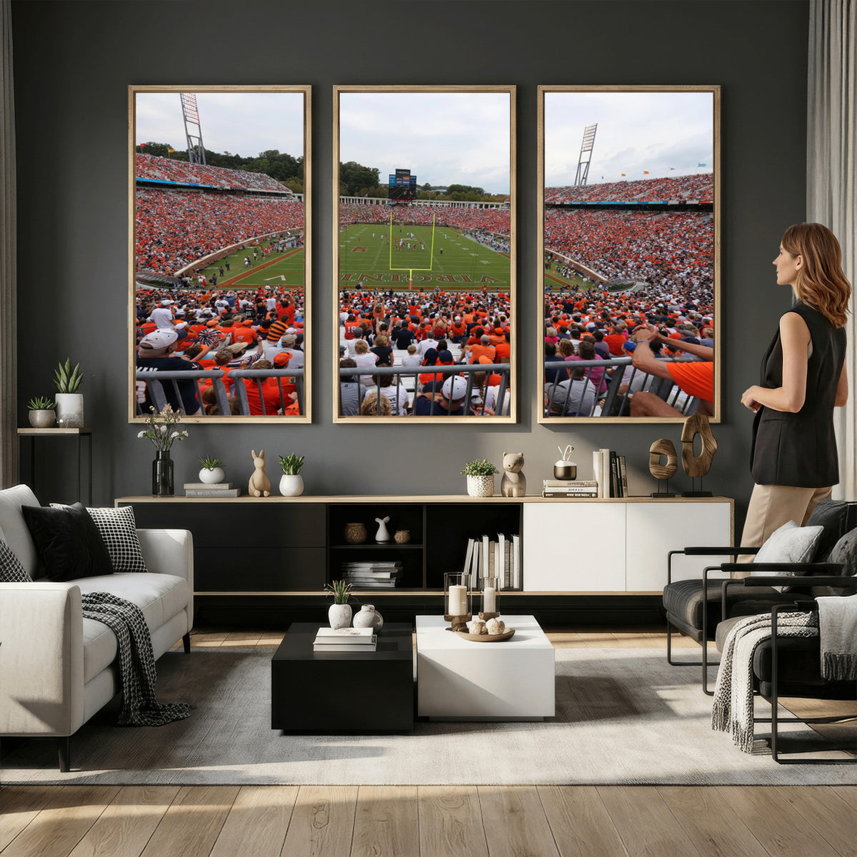 63606-MGV-CV-36X24 - Virginia Cavaliers Football Team Print, Charlottesville, Extra Large Game Room Wall Decor
