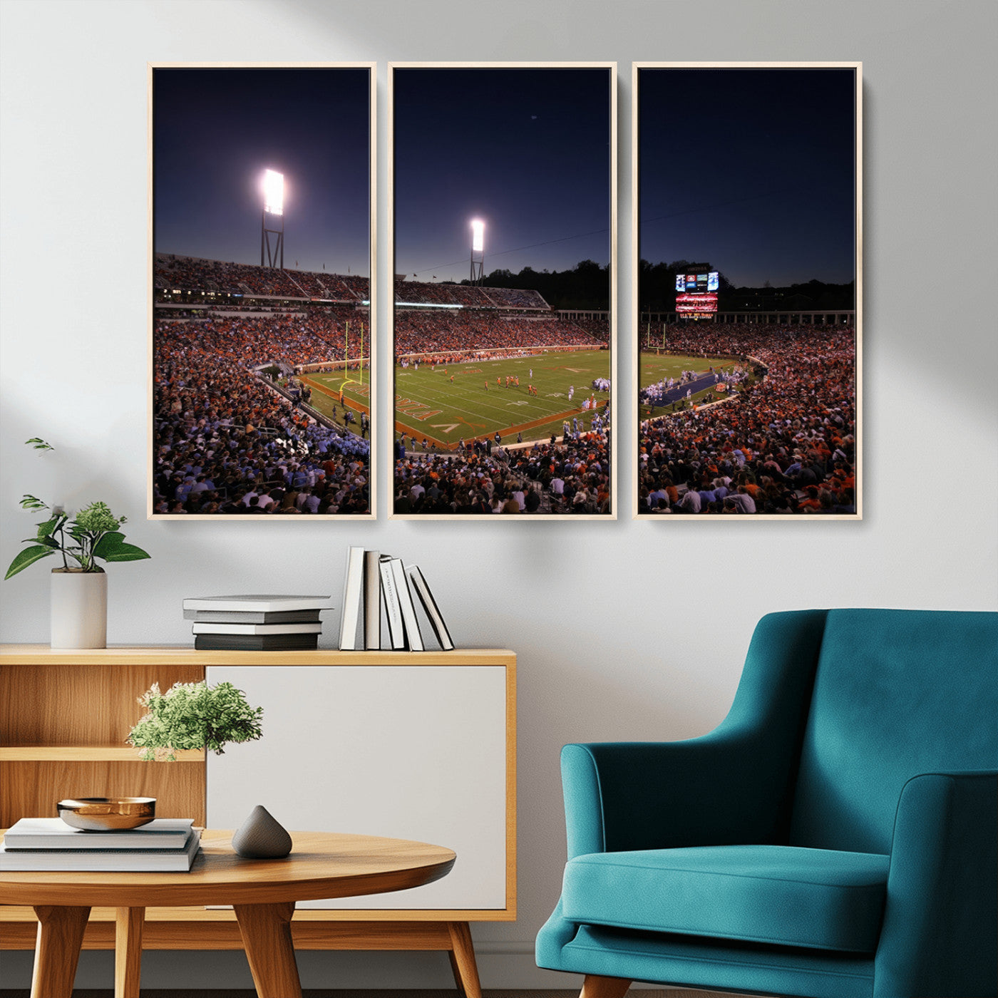 MGV-FC-48X32-3P - Virginia Cavaliers Football Team Print - Charlottesville Scott Stadium Canvas Print Wall Art
