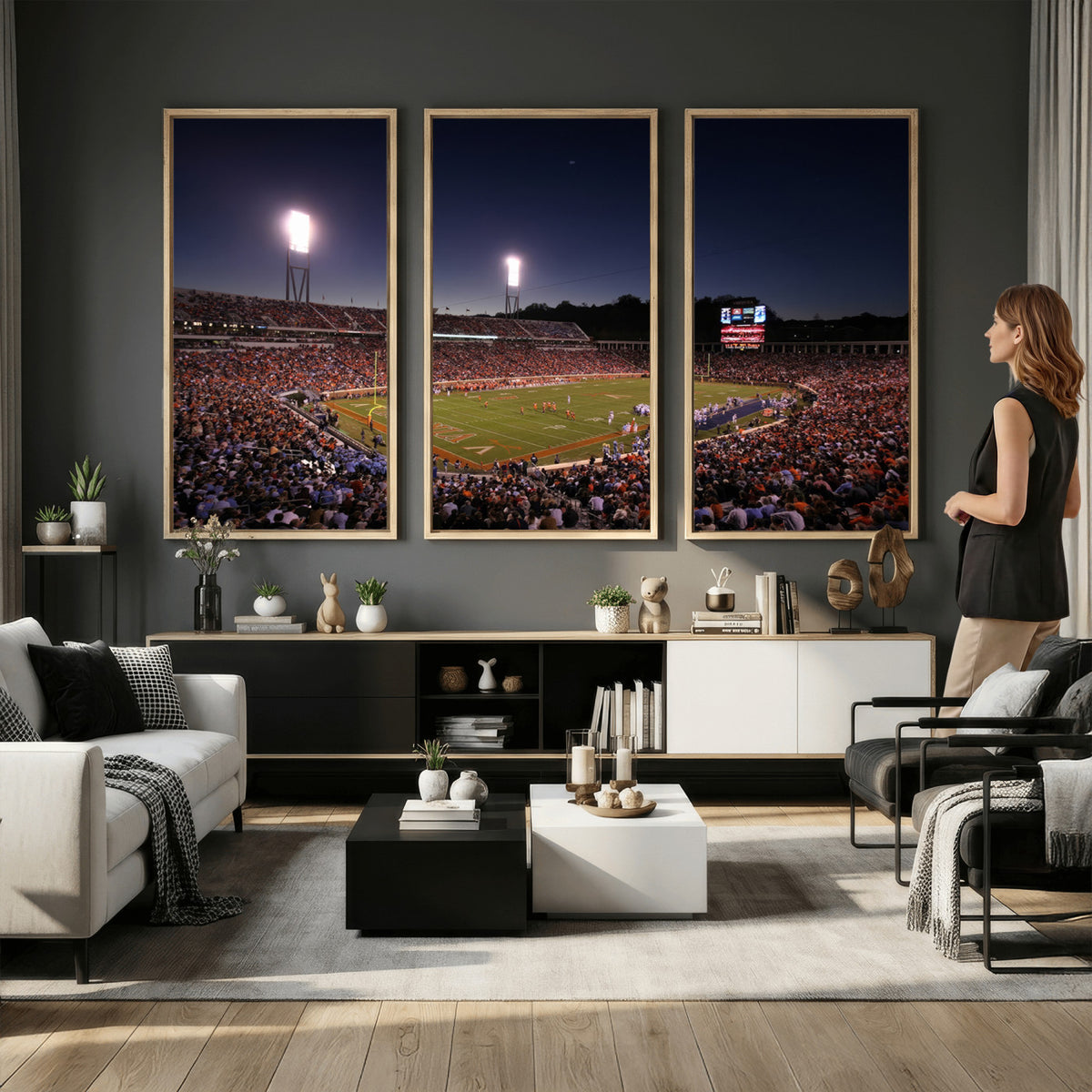 69378-MGV-CV-36X24 - Virginia Cavaliers Football Team Print - Charlottesville Scott Stadium Canvas Print Wall Art