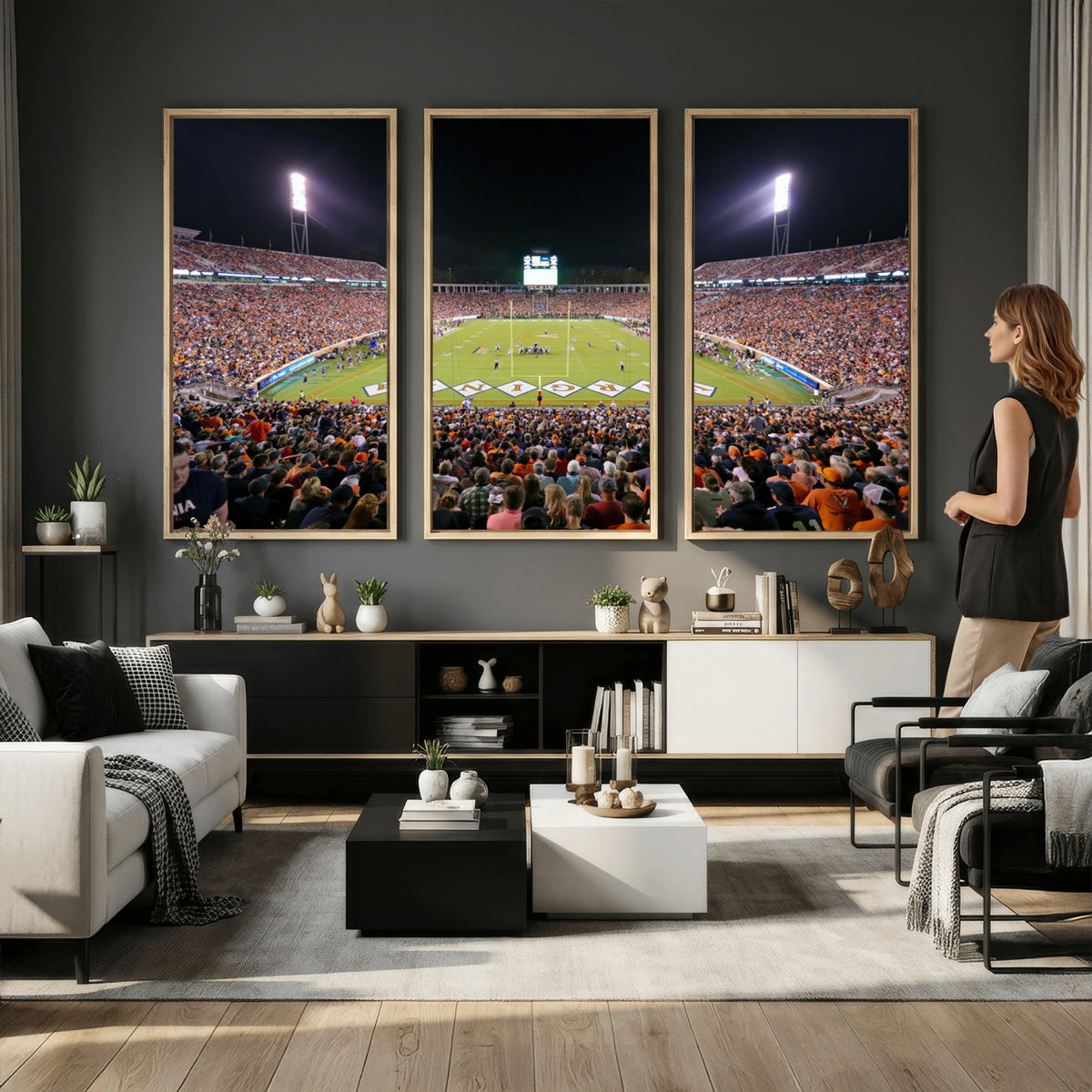 98441-MGV-CV-36X24 - Virginia Cavaliers Football Team Print - Charlottesville Scott Stadium Wall Art Canvas Print