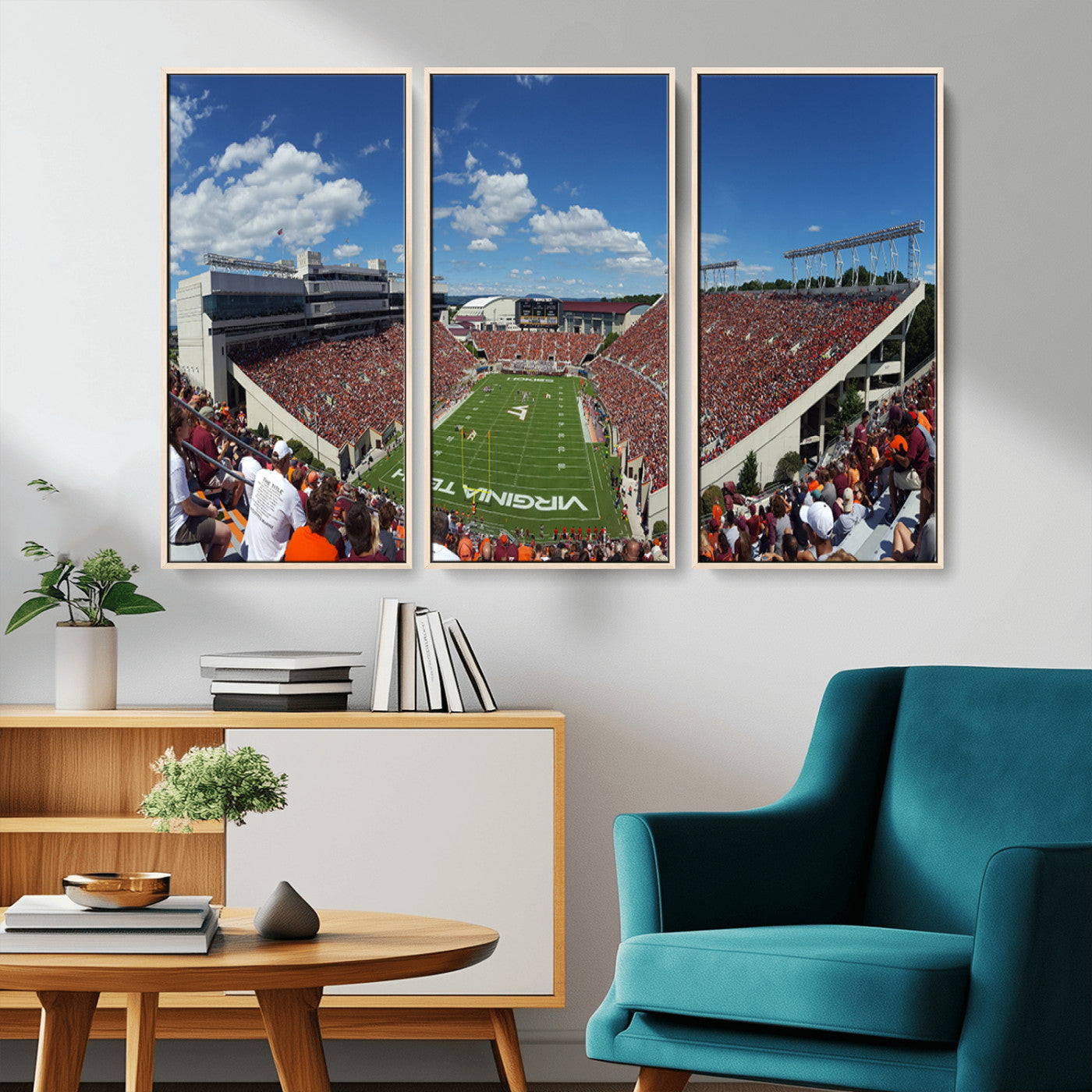MGV-FC-48X32-3P - Virginia Tech Hokies Football Team Print - Blacksburg Lane Stadium Wall Art Canvas Print