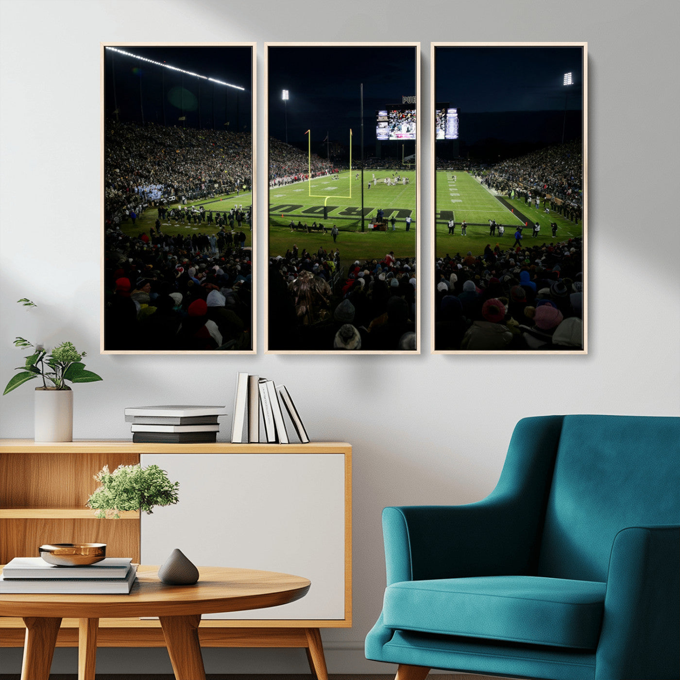 MGV-FC-48X32-3P - Purdue Boilermakers Football Team Print - West Lafayette Ross–Ade Stadium Wall Art Canvas Print