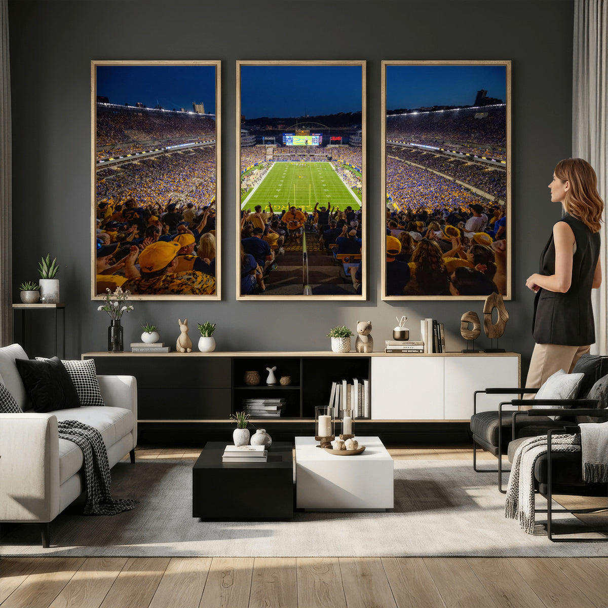 62297-MGV-CV-36X24 - Pittsburgh Panthers Football Team Print - Pittsburgh Acrisure Stadium Wall Art Canvas Print