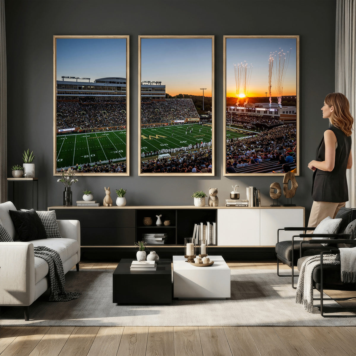 29253-MGV-CV-36X24 - Demon Deacons Football Team Print Canvas- Winston-Salem Allegacy Federal Credit Union Stadium Wall