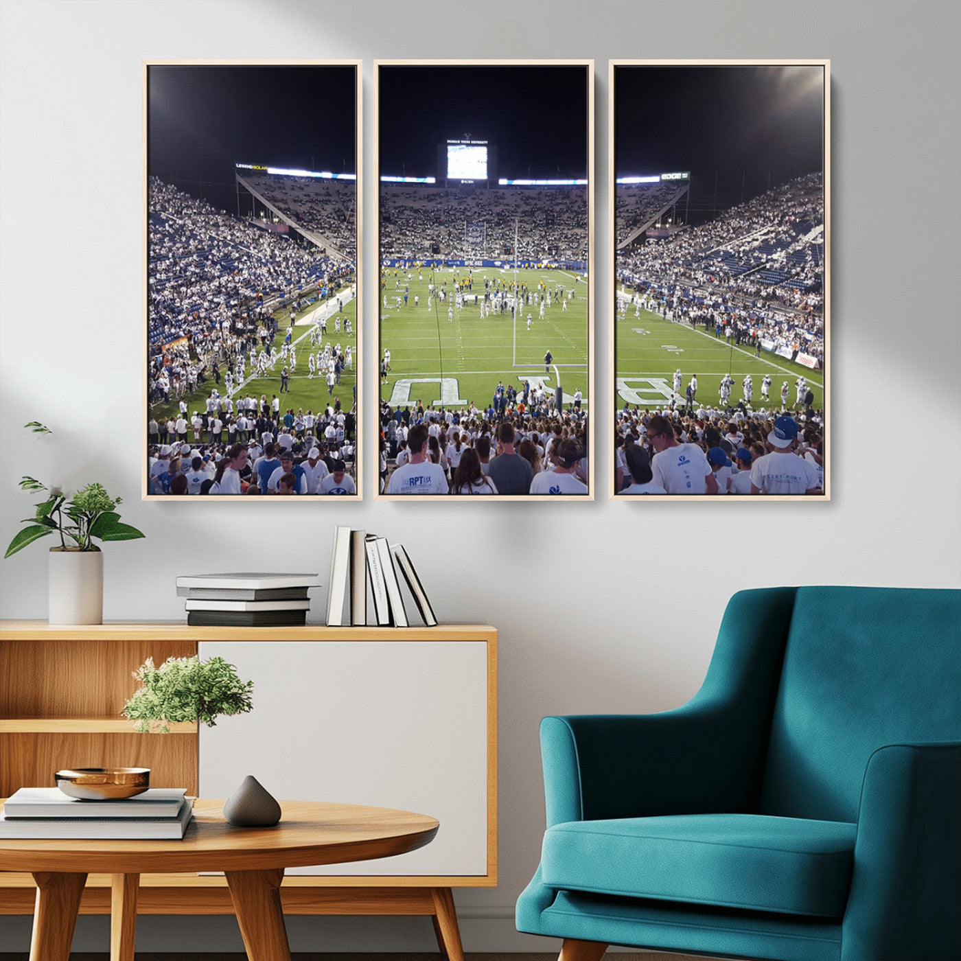 MGV-FC-48X32-3P - Brigham Young University Cougars Football Print Canvas - Provo LaVell Edwards Stadium Wall Art