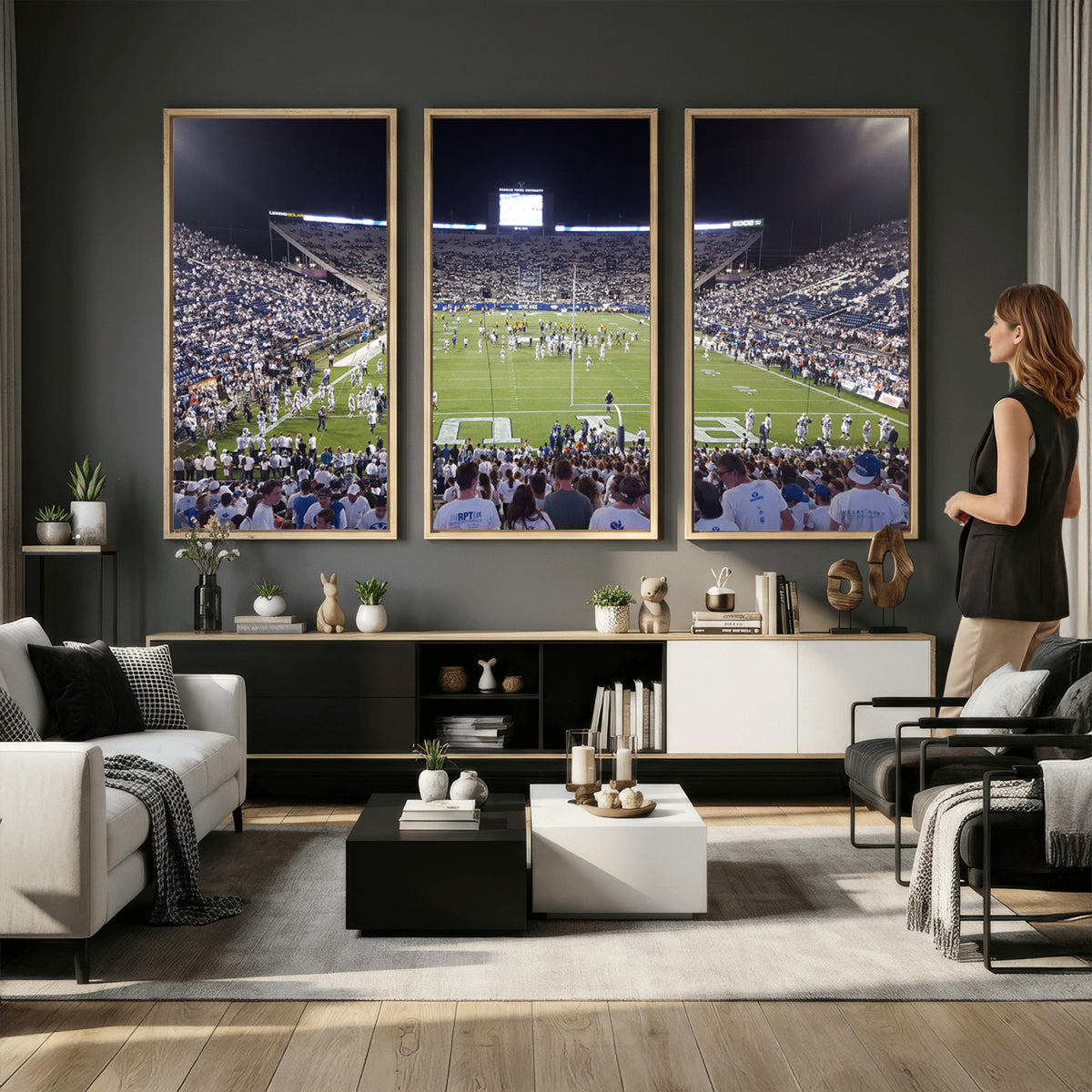 65036-MGV-CV-36X24 - Brigham Young University Cougars Football Print Canvas - Provo LaVell Edwards Stadium Wall Art